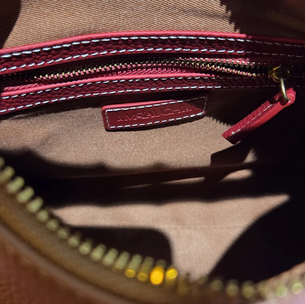 J. McLaughlin Folly Leather Handbag With Bamboo Handle - Picture 8 of 10